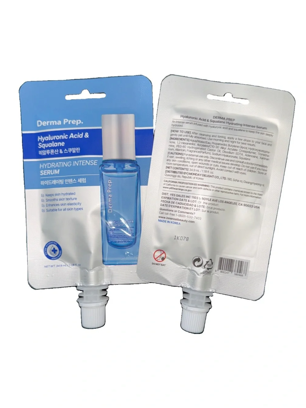 Derma Prep Hyaluronic Acid & Squalane Hydrating Intense Serum 1.18oz 2pk